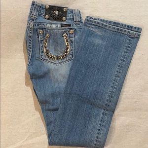 Miss Me Leather Horseshoe Pocket Denim Jeans